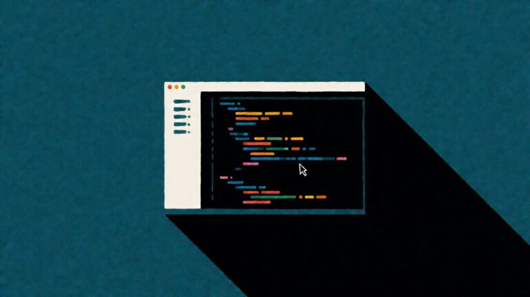 Best AI code assistant for solo developers comparison hero image. Abstract code editor with AI assistant cursor in a flat editorial style.