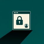 Editorial poster illustration of a portal dashboard window on a deep teal background