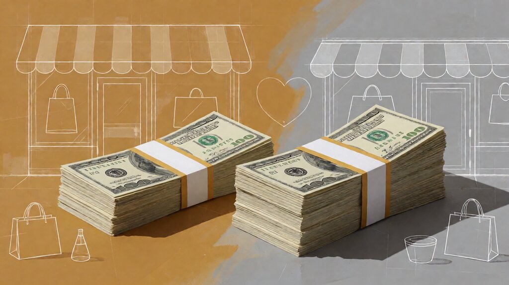 Editorial illustration of ecommerce platform vs marketplace comparison showing customer ownership flow