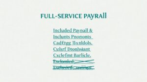 full service payroll small business. Editorial illustration of a payroll service scope chart.
