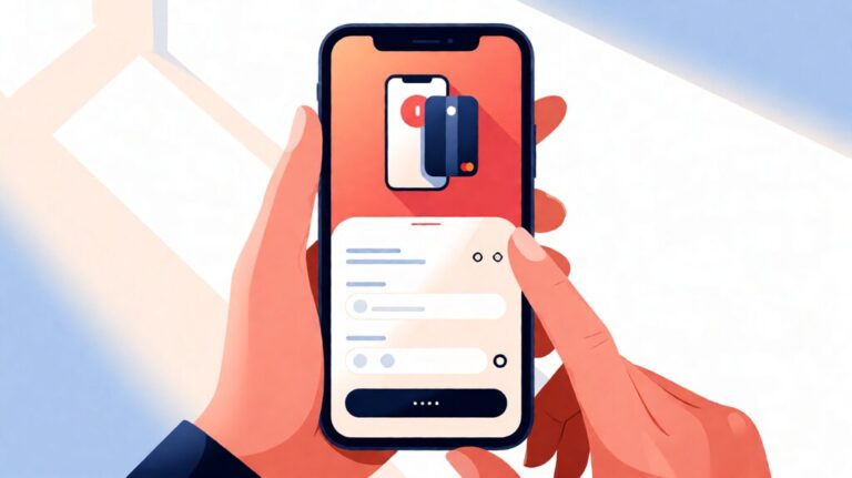 payment processor for ecommerce. Editorial illustration of online store checkout.