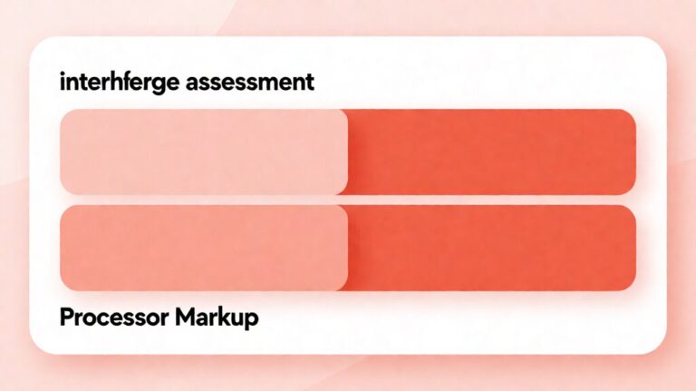 payment processing fees. Editorial illustration of fee bar chart with interchange and processor components.