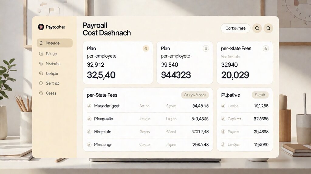 payroll service cost. Editorial illustration of a payroll service cost dashboard.