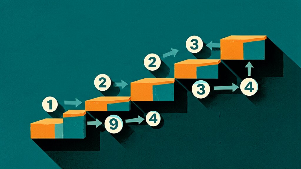 Editorial poster illustration of a QuickBooks import dashboard, showing bank statement conversion workflow