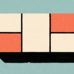 Best video conferencing tool for small business comparison hero image. Five tool silhouettes on a soft teal field with cream meeting-room blocks and a long black graphic shadow, poster editorial.